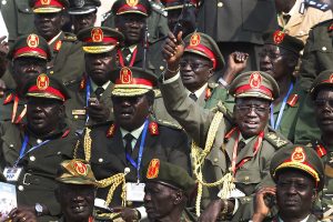 Generals of South Sudan's army celebrate during official independence day ceremonies, 2011.