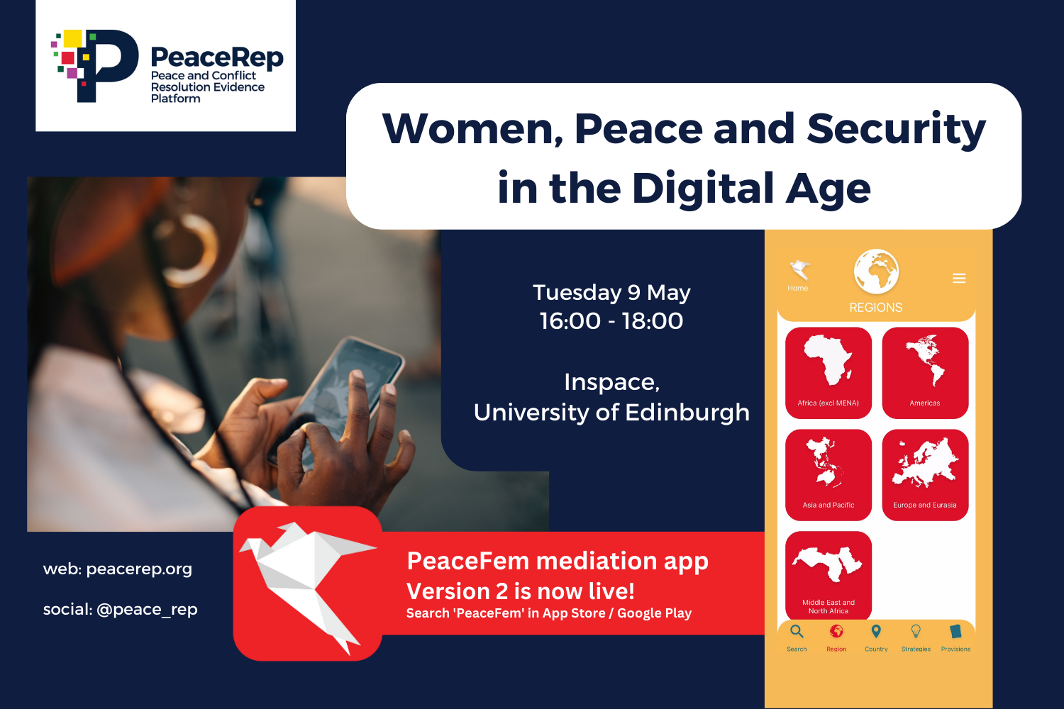Event poster for Women, Peace and Security in the Digital Age. All event details in webpage text