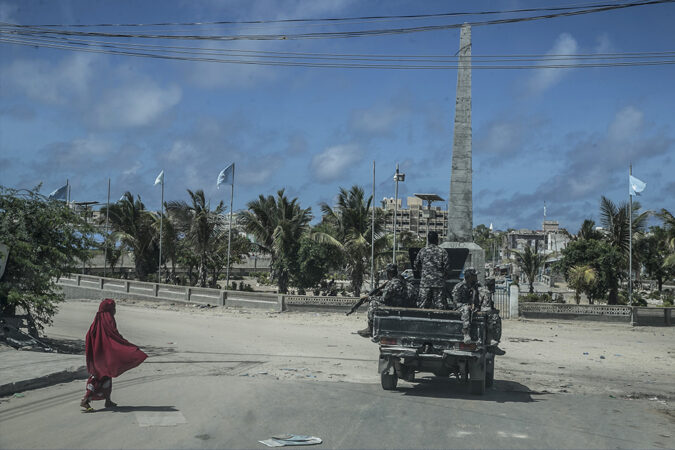 Somalian security forces on the streets of Mogadishu