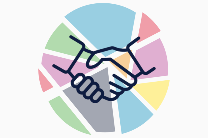 MEND logo with handshake icon overlaid