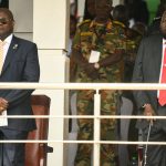 Vice President of South Sudan Riek Machar (L) and President of South Sudan Salva Kiir (R)